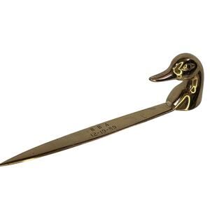 Vintage Solid Brass Duck Head Letter Opener Collector Monogrammed BBA